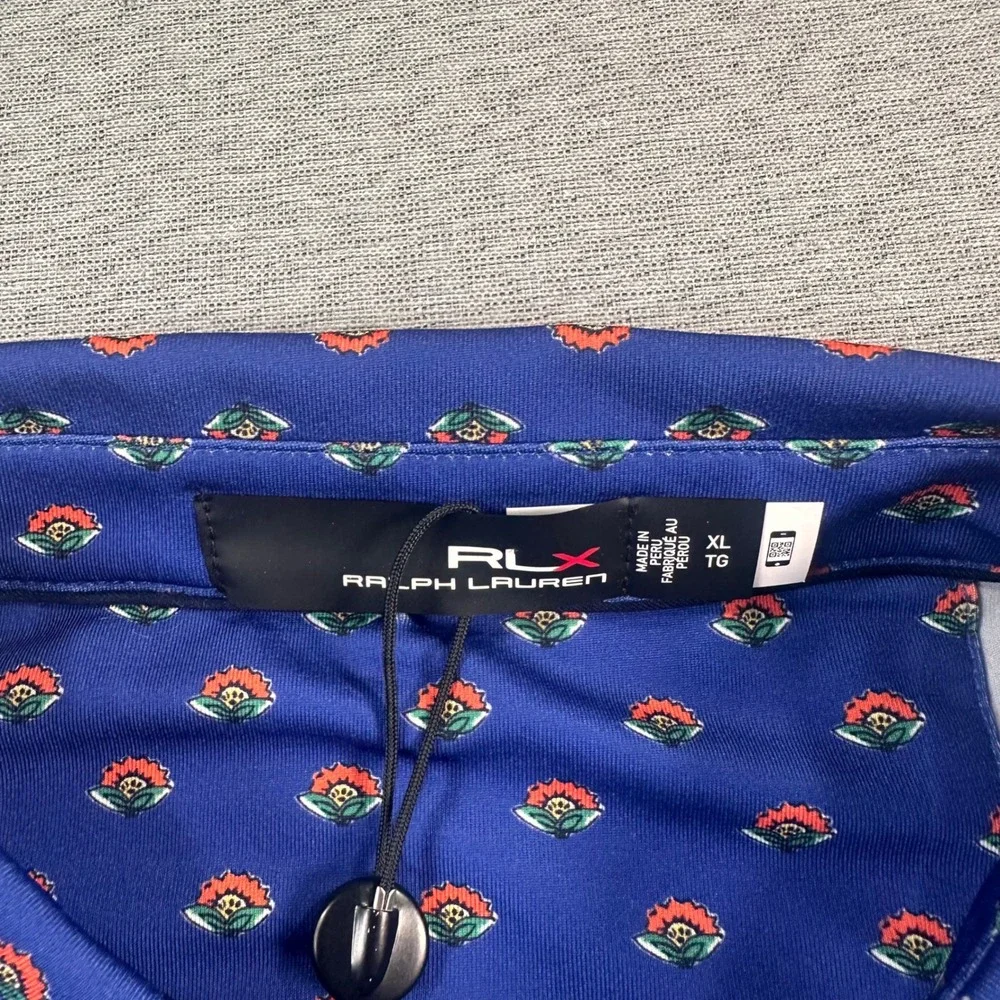 Ralph Lauren RLX Golf Polo Shirt Men's XL Royal AOP Floral Wicking Performance